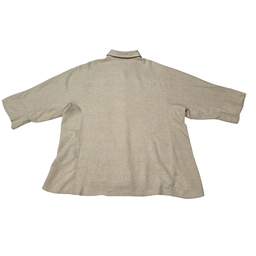 ZARA Linen Blend Short Sleeve Button Up Shirt Beige Cream Womens Small L Utility - Picture 9 of 15
